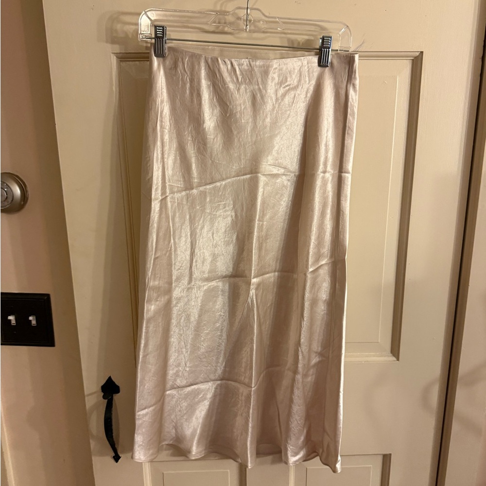 Babaton Shimmering Cream Midi Skirt